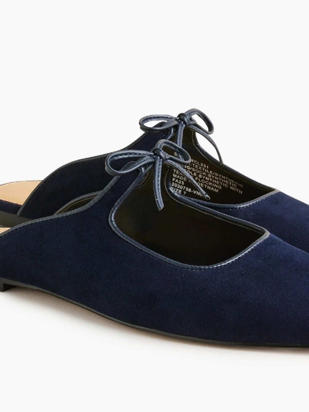 J. Crew Factory Navy Suede Pointed-Toe Bow Slip-On Flats